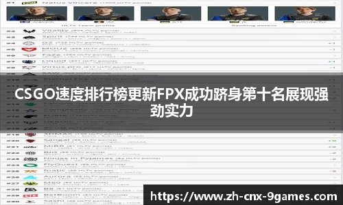 CSGO速度排行榜更新FPX成功跻身第十名展现强劲实力